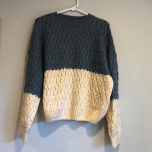 Colorblock Cable Knit Sweater - Size S